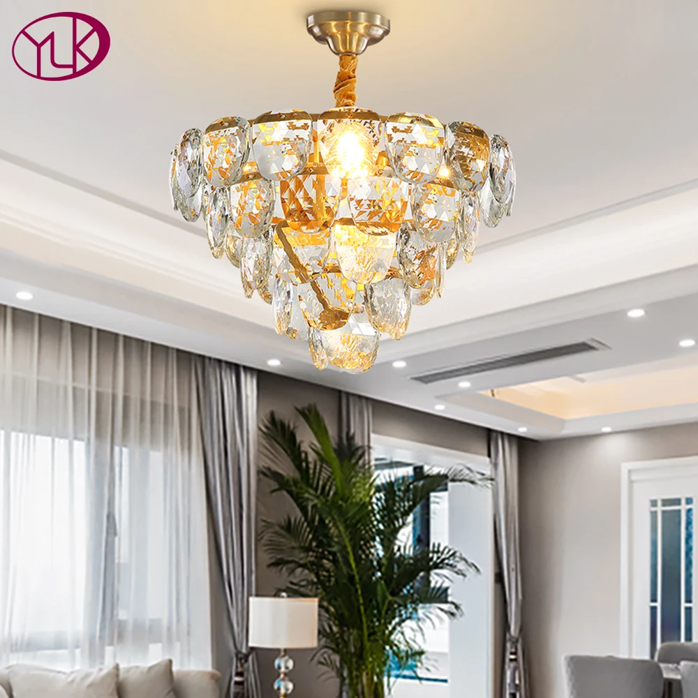 Новая Современная хрустальная люстра для гостиной роскошные золотые домашние