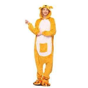 Пижама-кигуруми кенгуру для женщин и взрослых, милый фланелевый комбинезон в виде животных, теплая зимняя одежда для сна вечерние праздничный необычный комбинезон