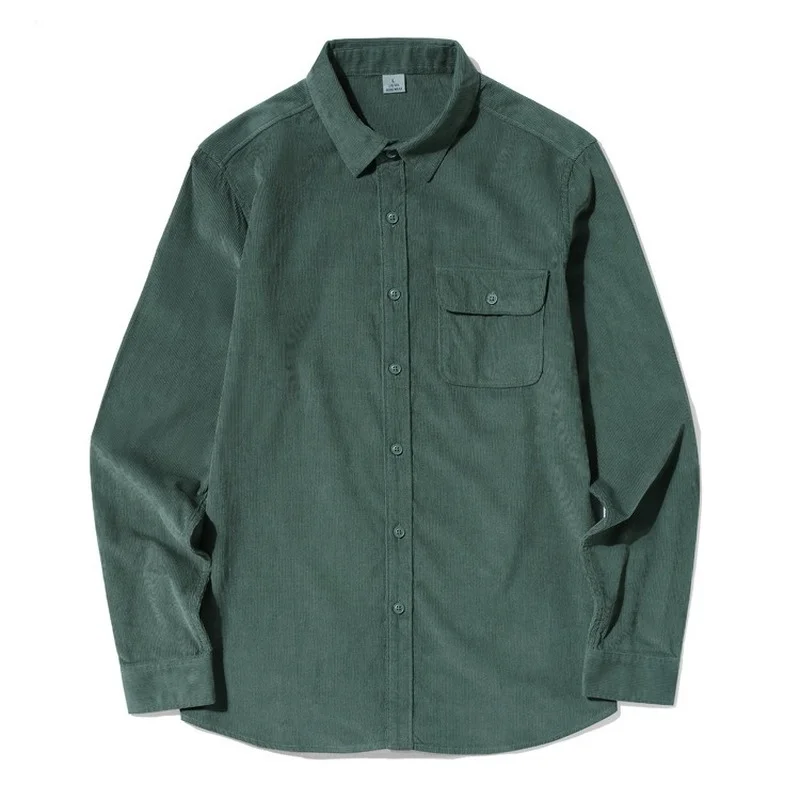 

Рубашка с длинным рукавом, Мужская Вельветовая рубашка, мужская повседневная хлопковая рубашка в Корейском стиле на осень и зиму