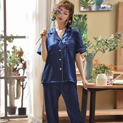 Роскошный Пижамный костюм атласные шелковые пижамные комплекты одежда для сна