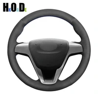 black suede hand stitched comfortable car steering wheel cover for lada vesta 2015 2016 2017 2018 2019