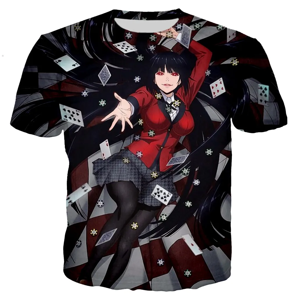 2021 модные футболки Kakegurui с 3D принтом для мужчин и женщин футболка круглым вырезом