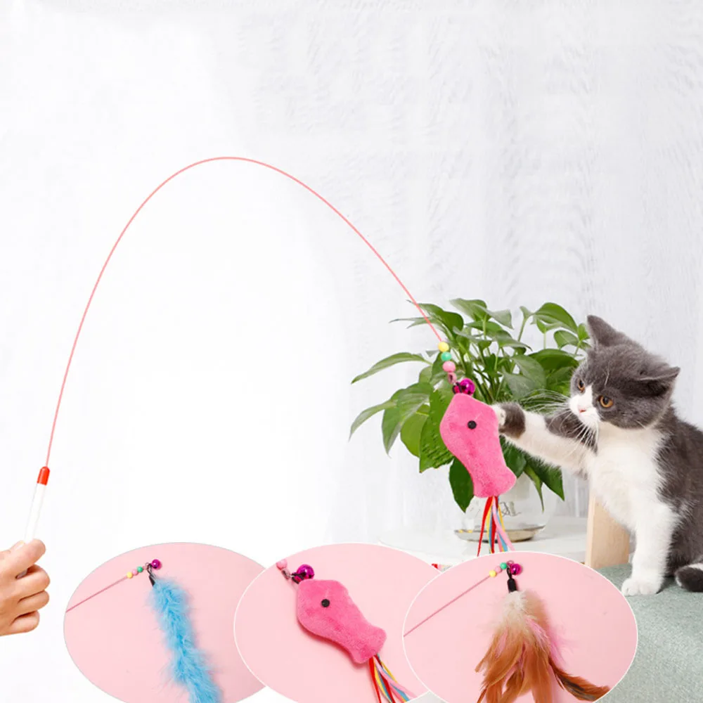 Интерактивная игрушка кошачья палочка тизер милая червь птица перья игрушки для