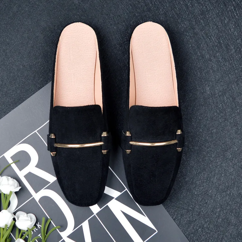 

Мюли женские зимние с острым носком, сандалии, шлепанцы для дома, уличные тапочки, сланцы, большие размеры 31-44