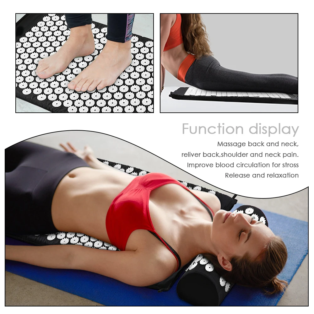 

Massager Cushion Mat Yoga Mat Acupressure Relieve Back Relieve Body Pain Spike Mat Acupuncture Massage Mat with Pillow