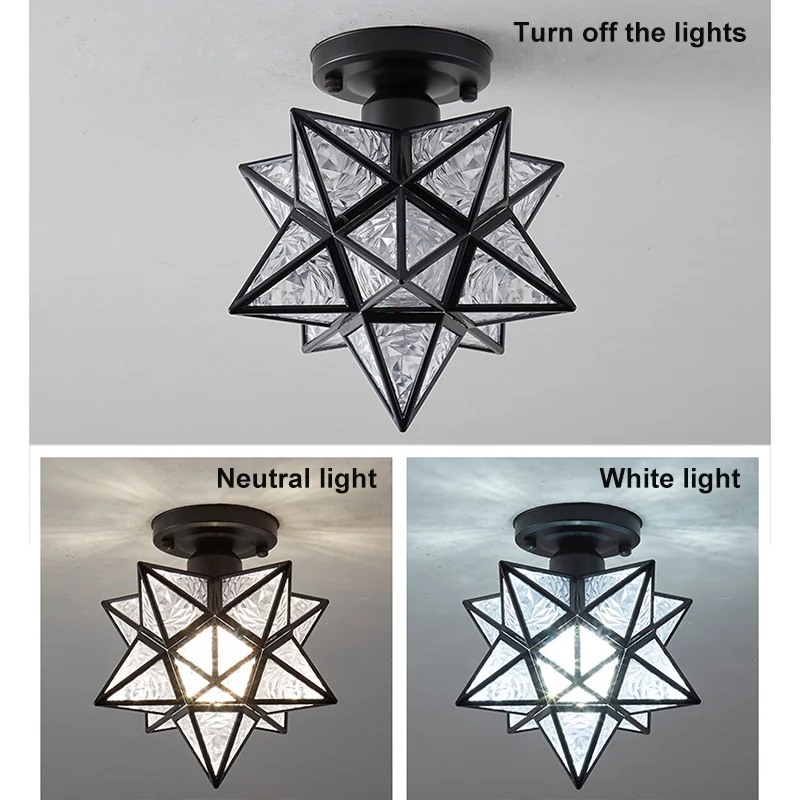 

High Ceiling Lamp Five-pointed Star Ceiling Light Hallway Aisle Balcony Small Lamps Iron Art Lamp Chandeliers UEJ