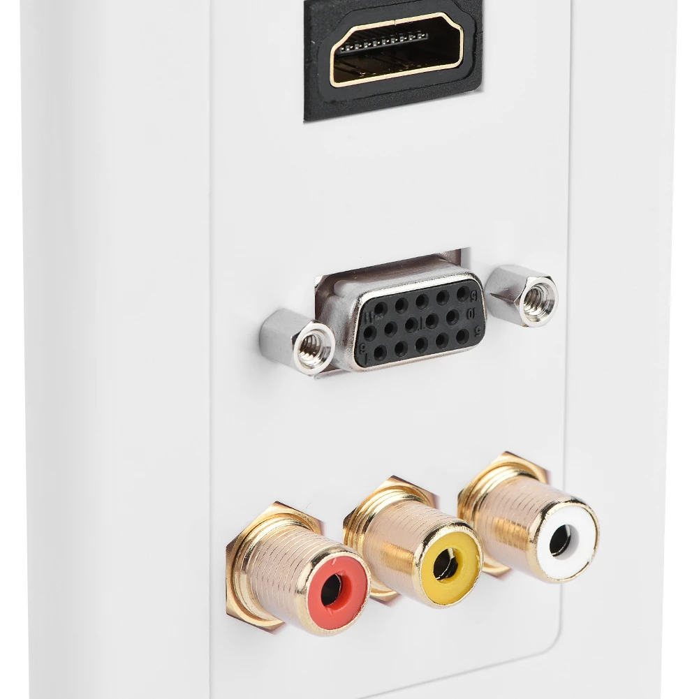 3-in-1 Multi-level Protection Multimedia Wall Socket HDMI-compatible VGA RCA Ports Panel | Электроника