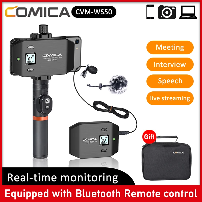 Микрофон Comica для смартфона петличный микрофон с отворотом 6-канальная Uhf