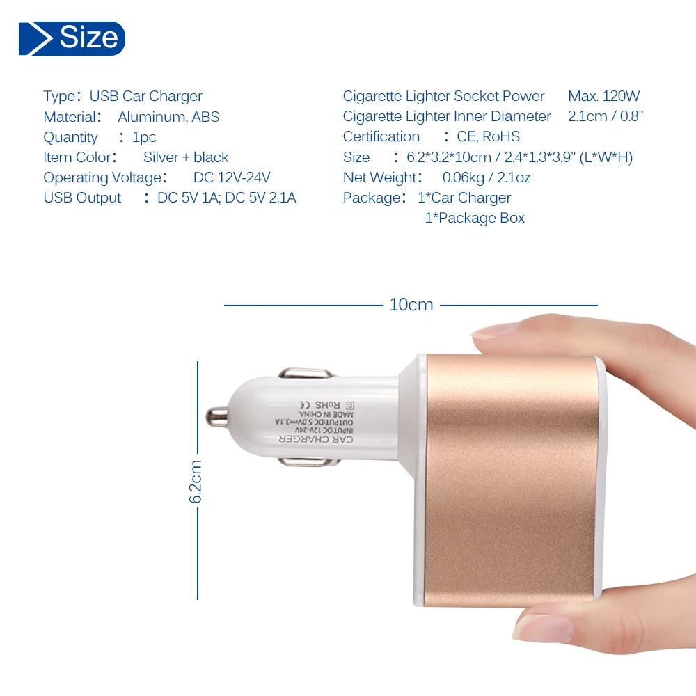 Powstro Быстрая зарядка 5 в 3.1A 2 Порты зарядных порта USB для автомобиля Зарядное