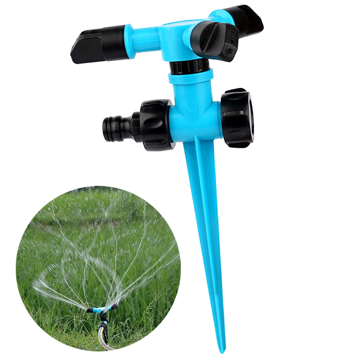 

Garden Sprinkler Automatic 360° Rotating Adjustable 3 Arms Sprinkler for Lawn BackyardGarden Sprinkler