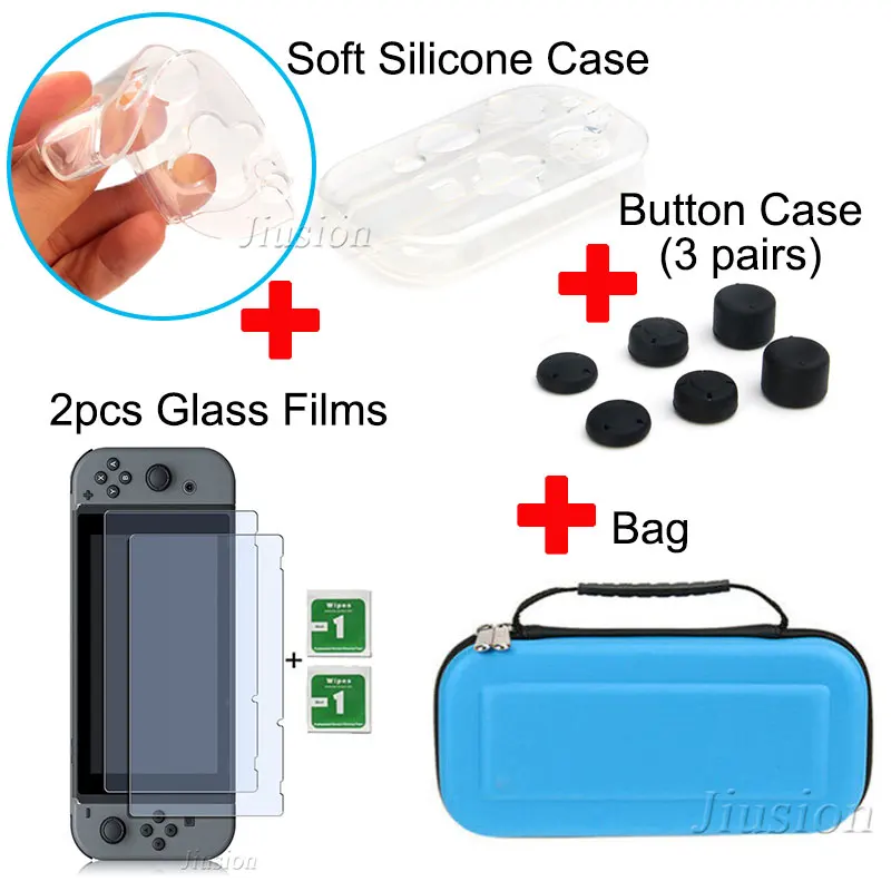 6 in 1 Kit-Blue Портативный жесткий чехол в виде ракушки для нитендо переключатель с водонепроницаемостью EVA сумка для хранения для Nitendo переключатель NS аксессуары для консоли - Цвет: 6 in 1 Kit-Blue