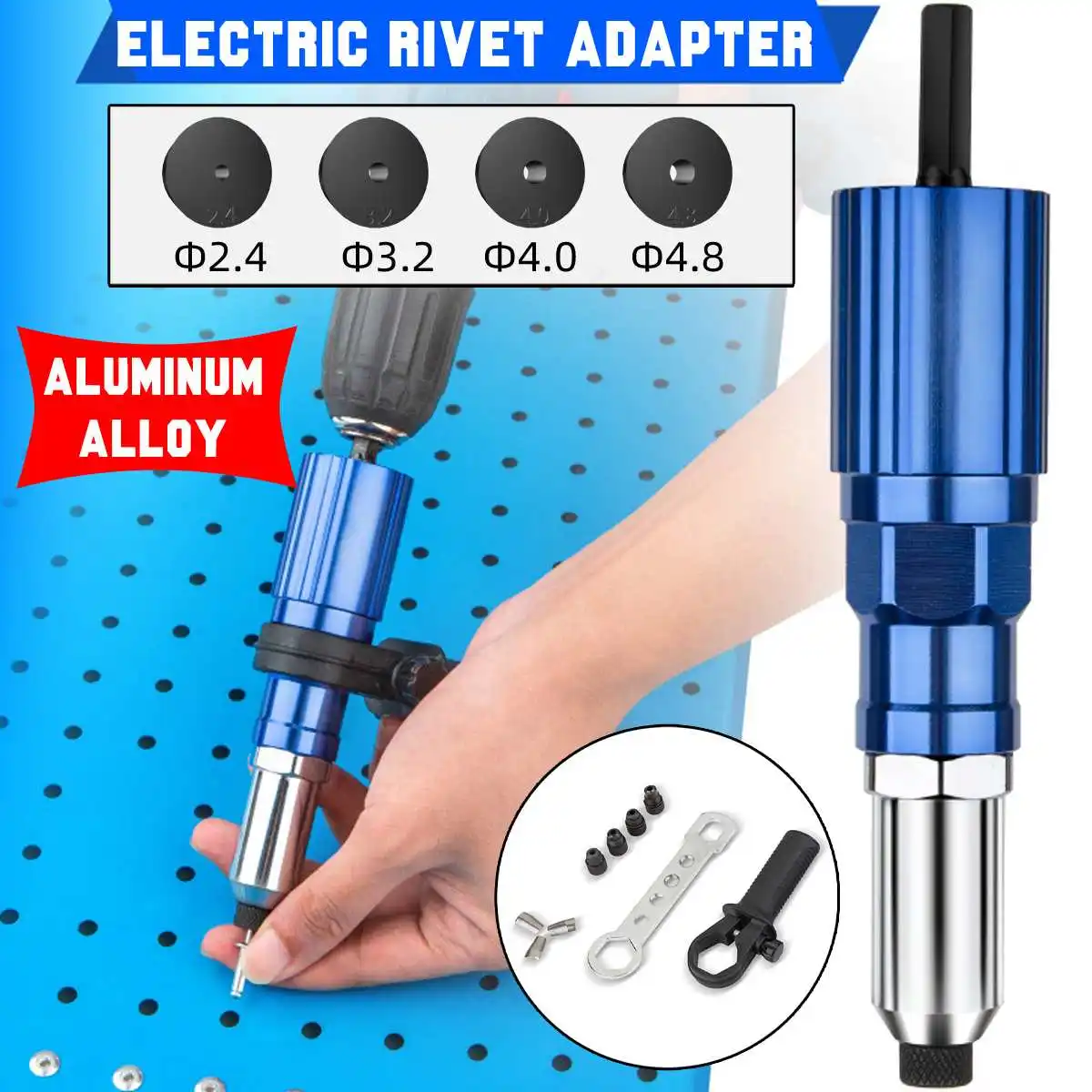 

Electric Rivet Gun 2.4-4.8mm Rivet Nut Gun Drill Adapter Cordless Drill Electric Rivet Gun Adapter Pull Riveting Tool Insert Nut