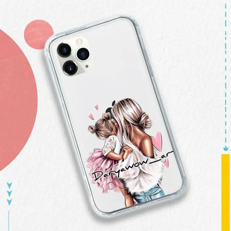

girl Queen Mom and baby Phone Cases Transparent soft For iphone 5 5s 5c se 6 6s 7 8 11 12 plus mini x xs xr pro max