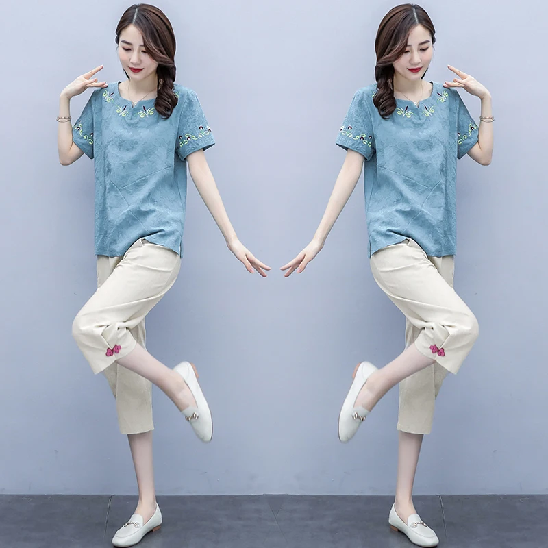 Наборы для женщин Лето 2020 Новый Модный повседневный комплект из двух предметов