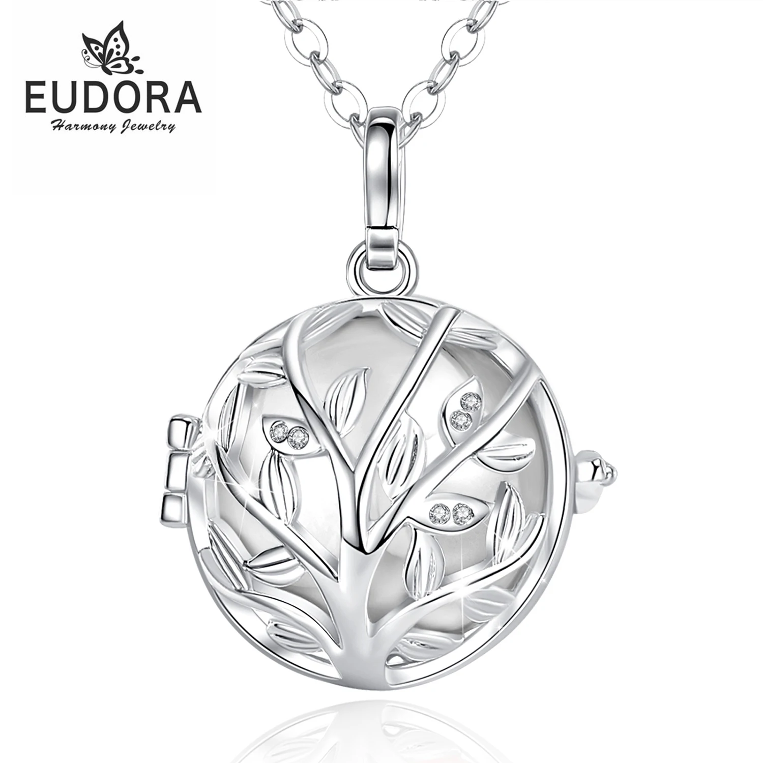 

EUDORA урна ожерелье для кремации 20 мм модное Хрустальное дерево клетка медальон золы держатель Keepsake подвеска-капсула полый шар DIY Jewelr