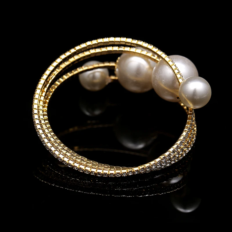 Стрейчевый браслет с искусственным жемчугом 3 ряда оптовая/розничная продажа