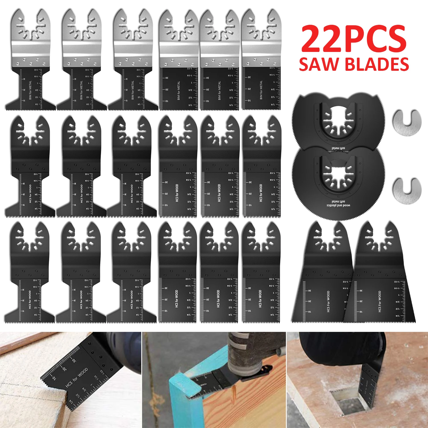 

22pcs Metal Cutting Saw Blade Universal Oscillating Multi Tool Saw Blade HCS Multi-Function Bi-Metal Precision Saw Blades