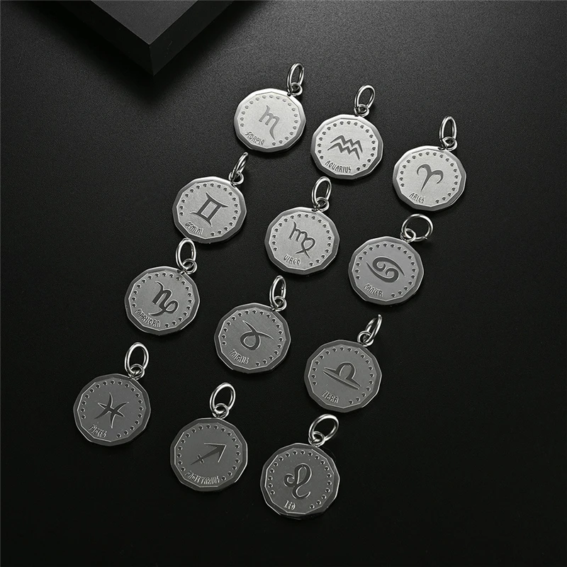 

Punk Style Stainless Steel Chain Necklaces Men Gift Minimalist Jewelry For Women Fashion Twelve Constellations Pendant Collar