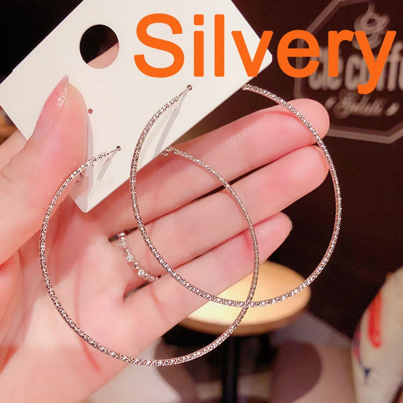 

Exaggerated Big Thin Hoop Earrings For Women Simple Shiny Starry Large Circle Earrings Party Jewelry Boucles d'oreill