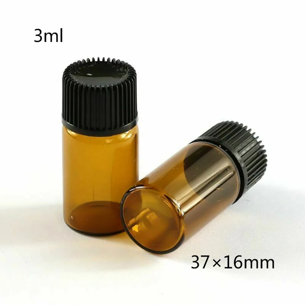 Флакон Янтарный стеклянный с крышкой для эфирного масла 20 шт. 3/5 мл | Красота и
