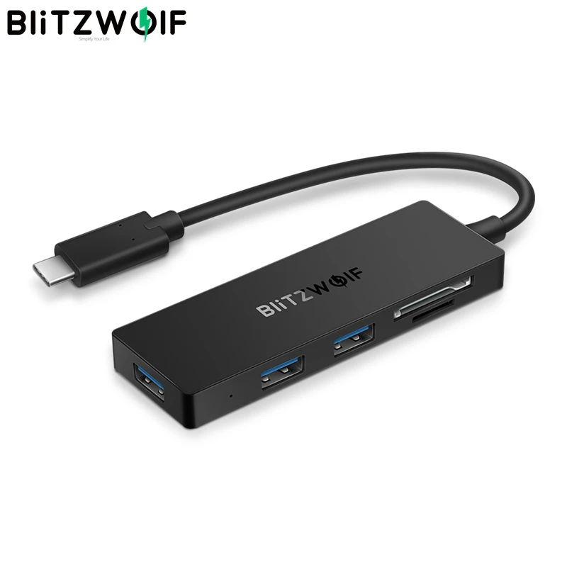 BlitzWolf BW-TH4 5-в-1 Тип usb-C концентратор 3 Порты и разъёмы с SD устройство для считывания с tf-карт центр данных TF/SD считыватель карт OTG для ноутбука для планшета и смартфона