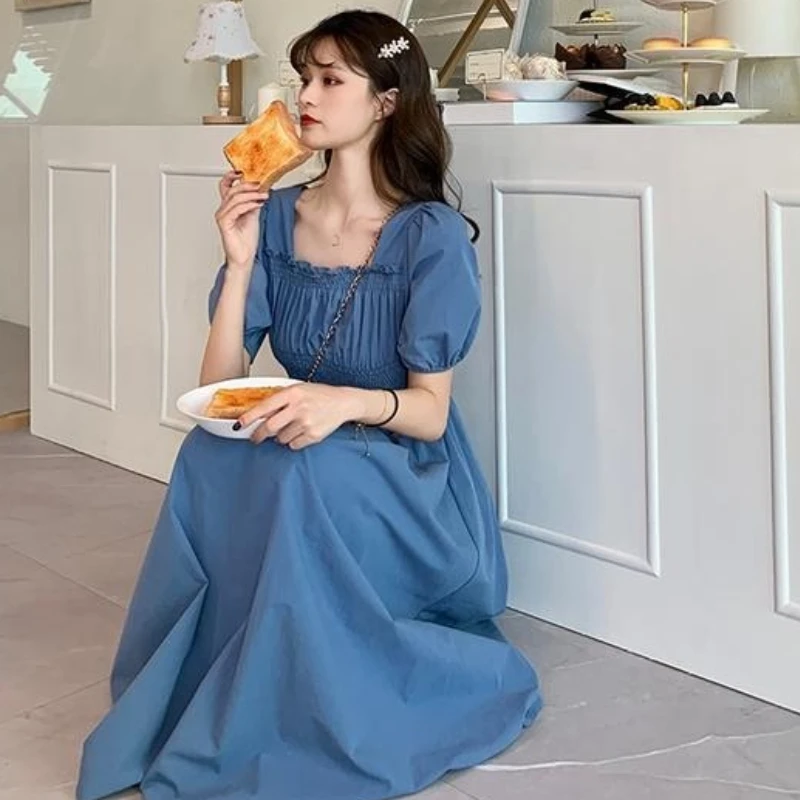 Однотонное женское летнее повседневное французское стильное сарафан для