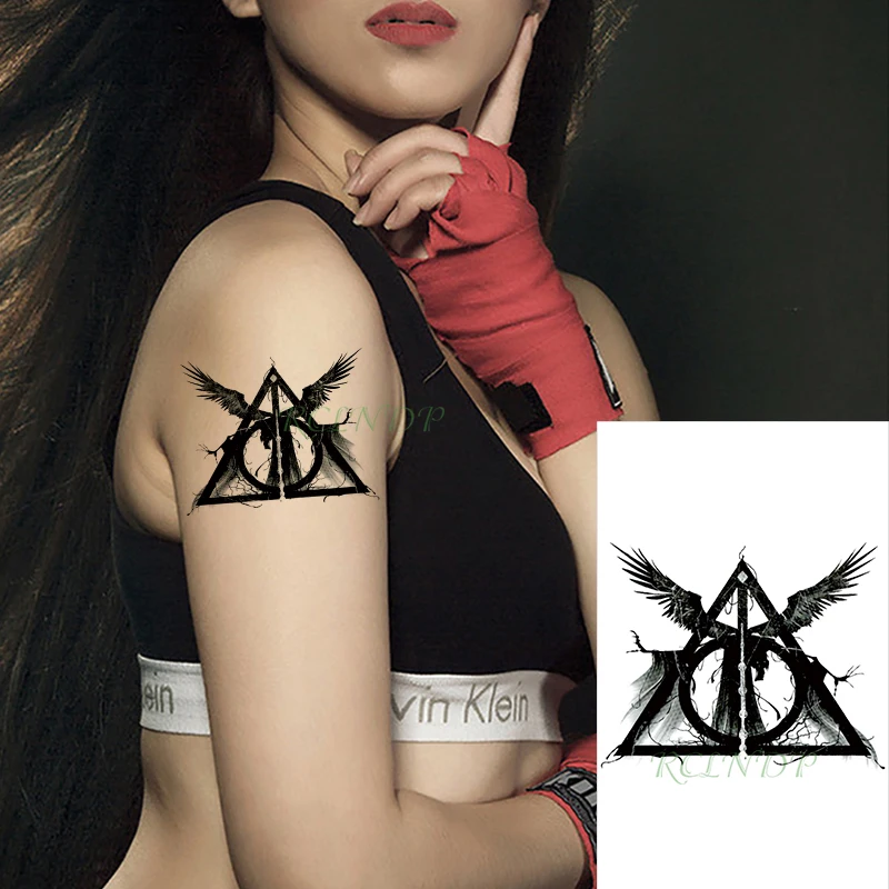 Водостойкая Временная тату наклейка персонажи фильма крылья темная серия черный