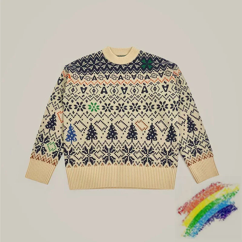 

ADER ERROR Sweater Men Women Vintage Jacquard Wool Crew Neck Sweater Adererror Sweaters Back Leather Fabric Patch Ader Cardigans