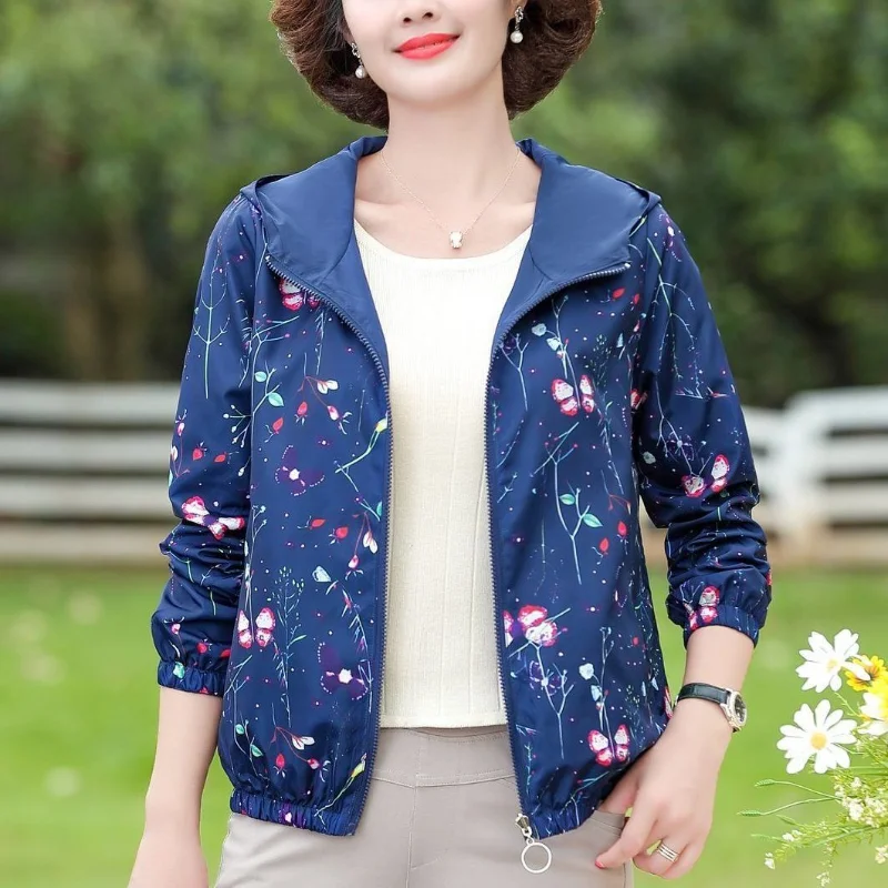 

Женская бейсбольная куртка на молнии, Повседневная тонкая куртка с длинным рукавом и принтом для женщин среднего возраста, весна-лето 2021, L111