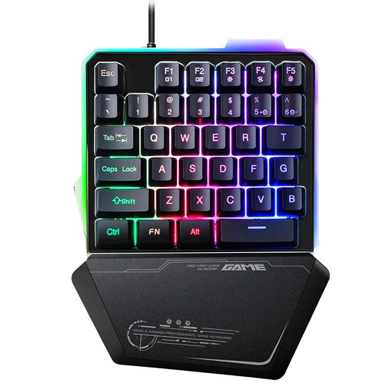 RGB игровая клавиатура с одной рукой светодиодный проводной моноподный