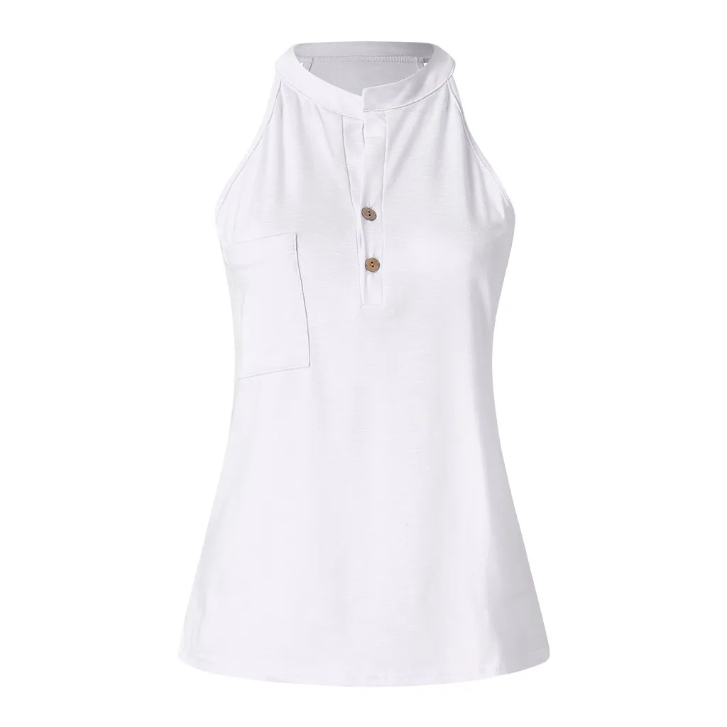 Повседневная Женская однотонная блузка с лямкой на шее без рукавов топы майки