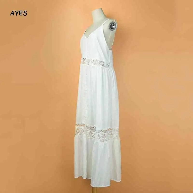 

Women Sexy Hollow Out Strap Dress Sleeveless White Elagant Chic Summer Dress Lady Pleated V Neck Swing Beach Dress Holiday 2020
