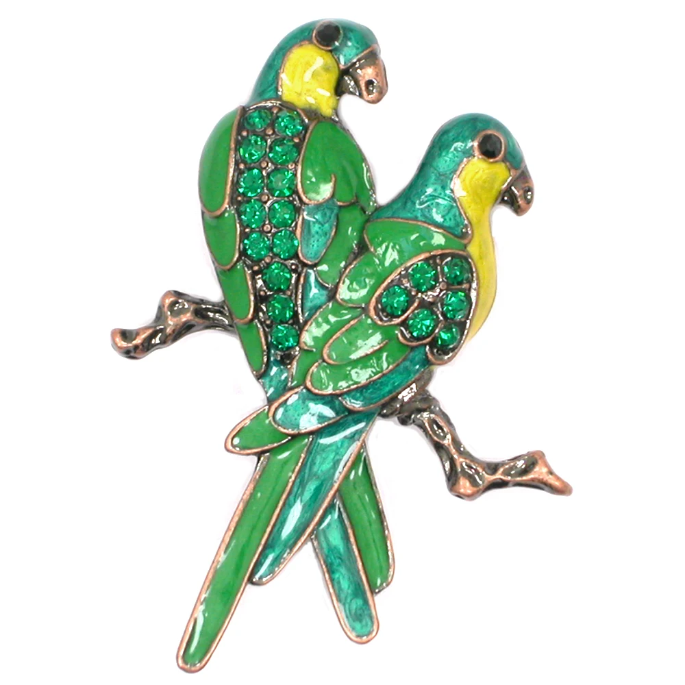 

Rhinestone Enamel Parrot Badge Brooches For Women Men Fashion Jewelry gift Boutonniere Hijab Pins Elegant Coat Accessories