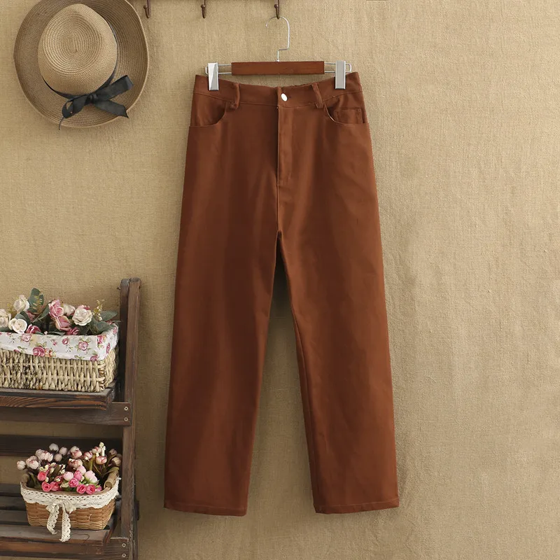 

Plus Size Pants Set High Waist Cotton Fabric High Waist And Elastic Waistline Large Size Leggings For Fatwomen Spring And Fall