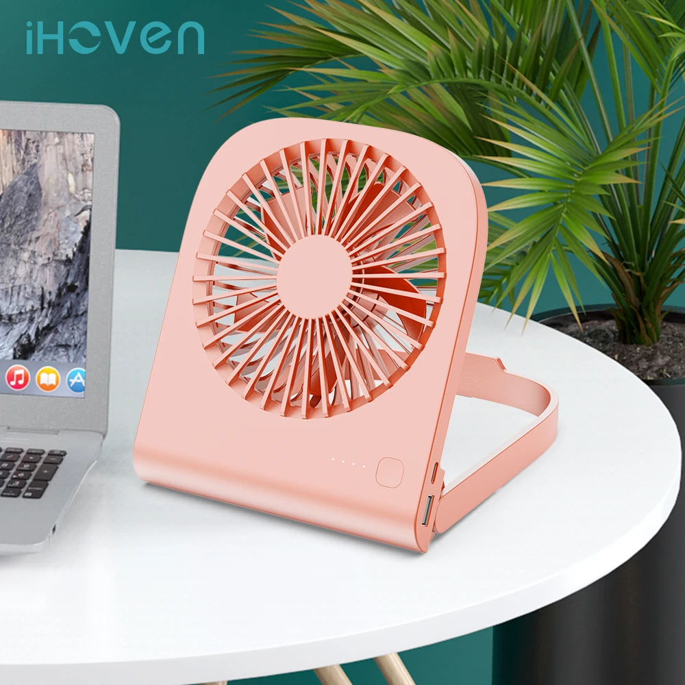 

iHoven Portable Table Fan USB Rechargeable with Power Bank 4800mAh Adjustable Desktop Mini Fan for office Gadgets Home