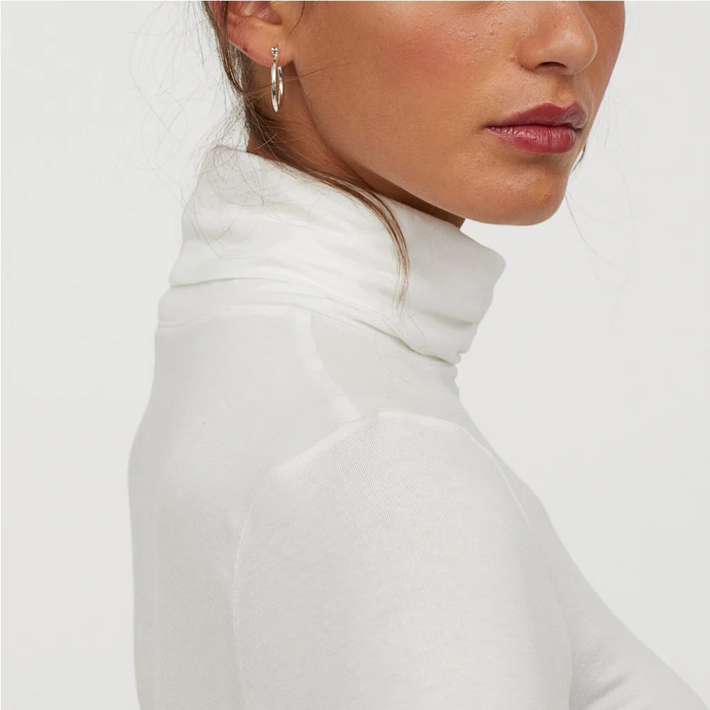 Turtleneck Long Sleeve T Shirt Women Winter Black White Slim Fit Aesthetic Vintage Vegan Angel Basic Christmas Clothes Teen girl