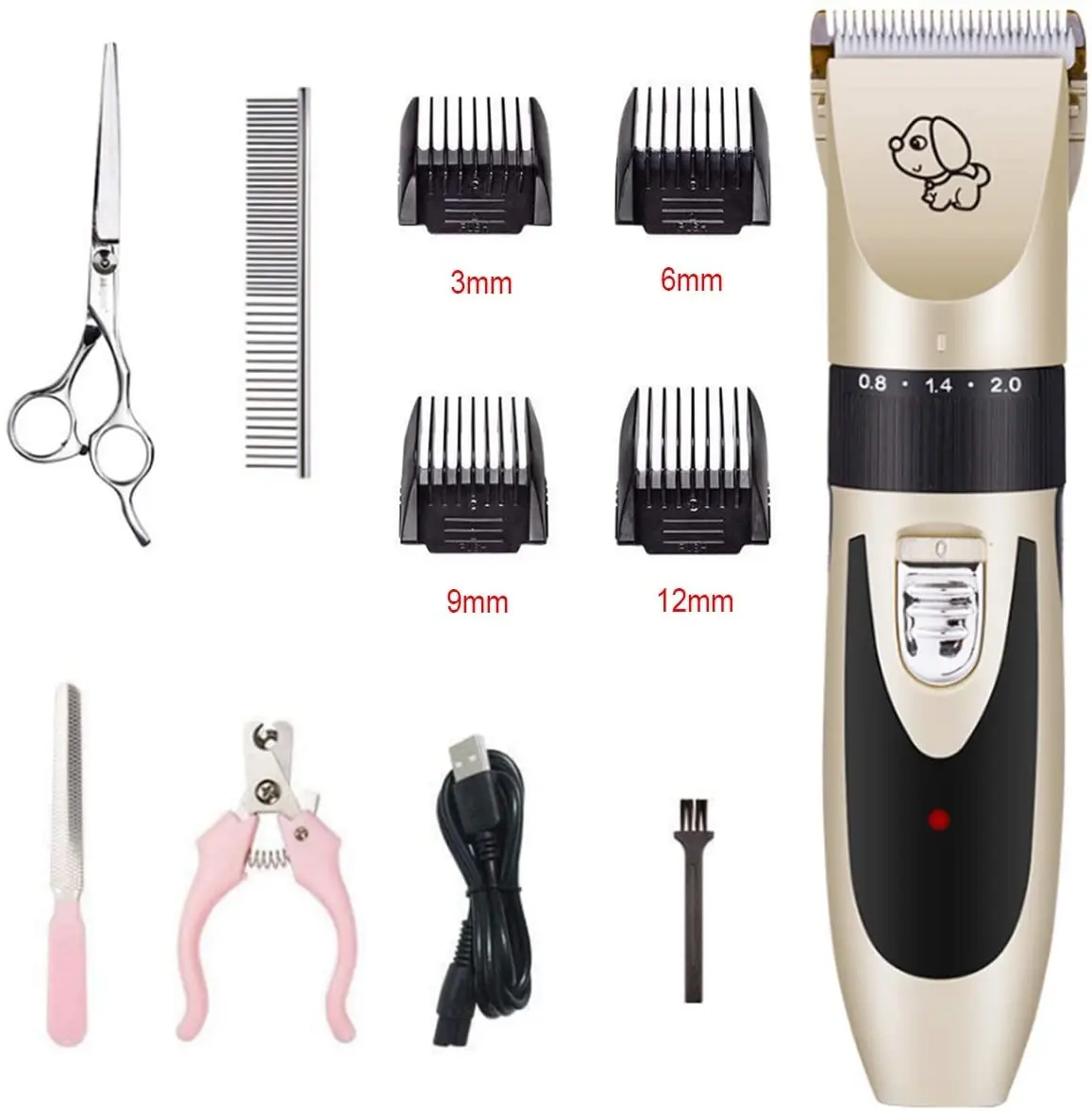 

Pet Hair Clippers Kit, Cordless Low Noise Rechargeable Dog Grooming Shaver Clippers with Nail Kits Scissors Comb for Pets