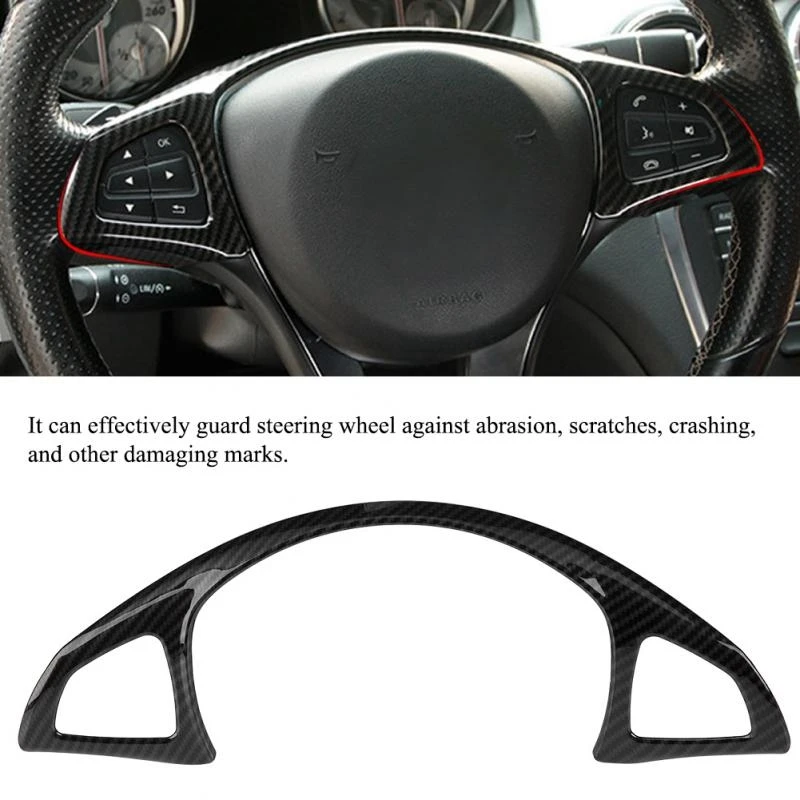 

Car Steering Wheel Frame Carbon Fiber Trim Cover for Benz C E GLC Class W205 W213 X253 2016-2018