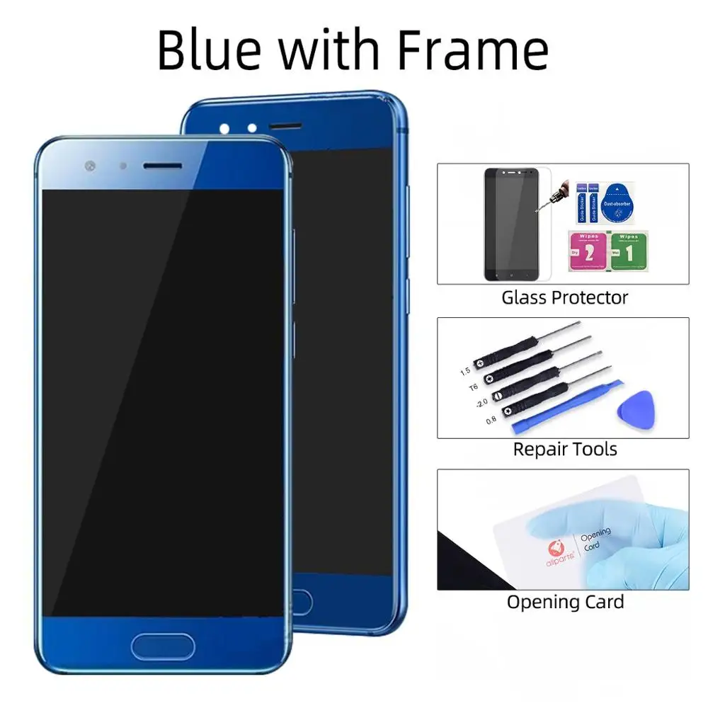 Дисплей для huawei Honor 9 STF-L09 STF-AL10 STF-AL00 ЖК дисплей с сенсорной панелью с рамкой Digitizer assembly Honor 9 ЖК-дисплей Дисплей - Цвет: Blue with Frame