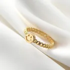 Женские винтажные кольца Smile, массивные кольца из латуни под золото с витой цепочкой, геометрический дизайн, ювелирные украшения, 2021