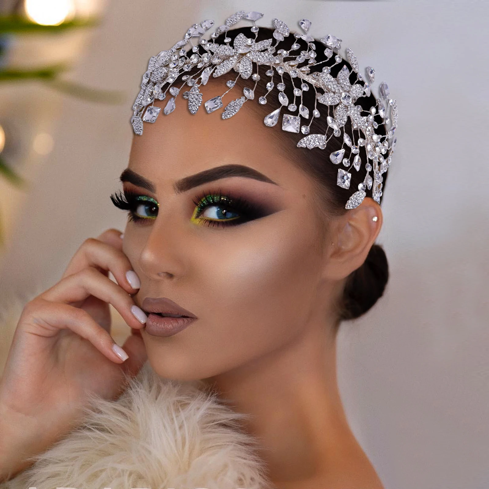 

Handmade Bridal Headpieces Wedding Rhinestone Hair Accessories Crystal Headband Jewelry Wedding Tiaras And Crowns Bride Crown