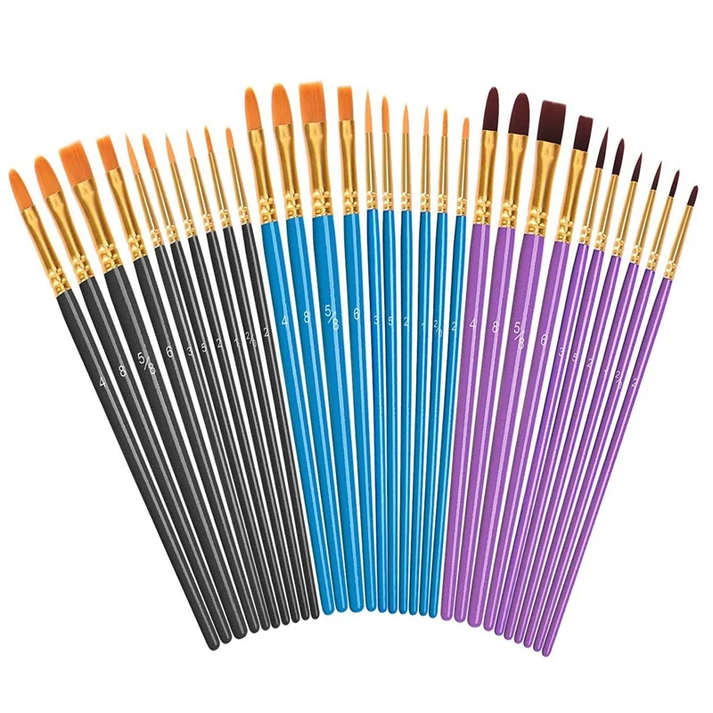 

Детский набор из 30 кистей для акварели, набор кистей для рисования с нейлоновыми волосами, кисти для рисования маслом для детей