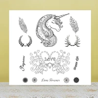 azsg unicorn feather flower clear stampsseals for diy scrapbookingcard makingalbum decorative silicone stamp crafts