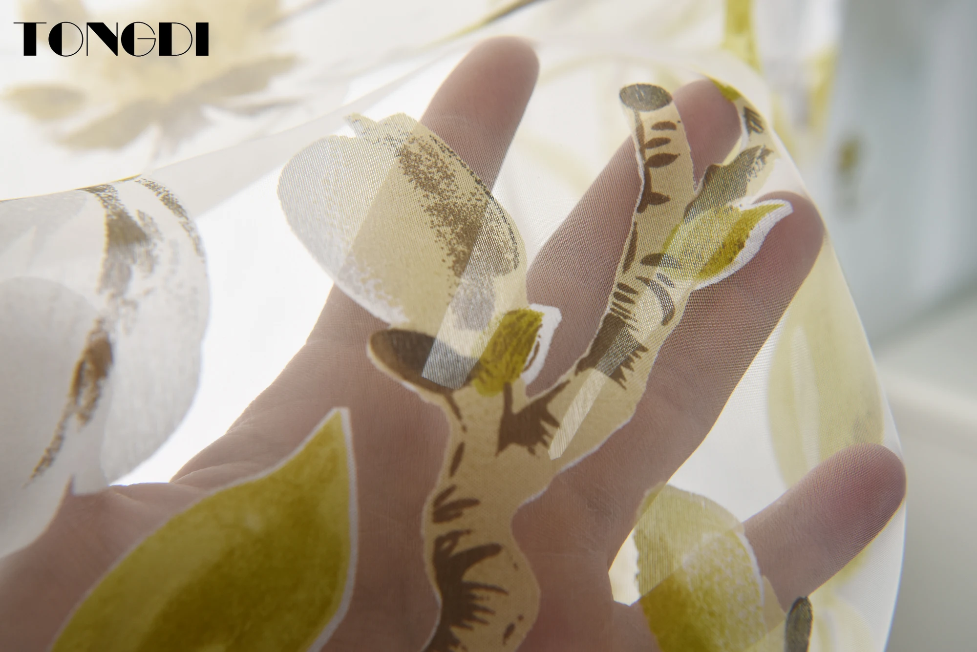 TONGDI Тюль с принтом пасторальная элегантная занавеска листьями цветочный