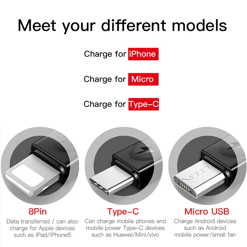 ! USB кабель ACCEZZ 3 в 1 прочный для быстрой зарядки мобильного телефона А iPhone 7 8 6 X XS XR