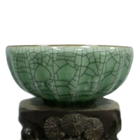 chinese old porcelain cracked glaze opening flower mouth bowl