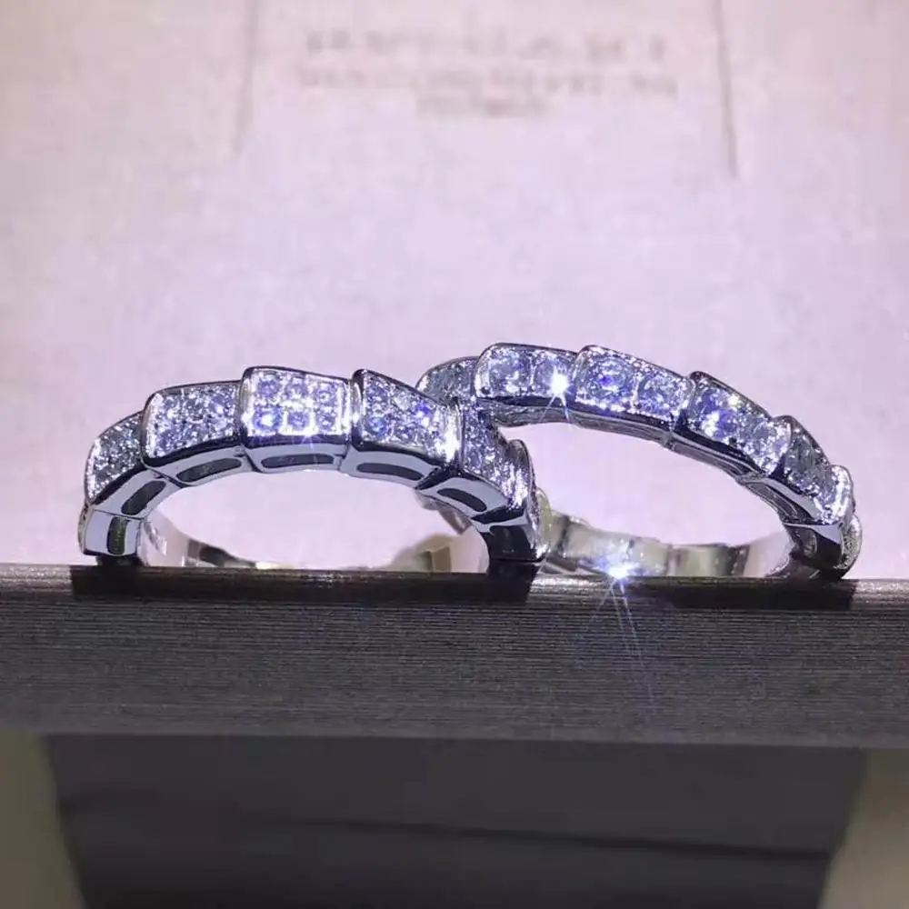 

Luxury high quality snake crystal ring fine jewelry finger rings fashion accessories lovers Jewel couples men and women