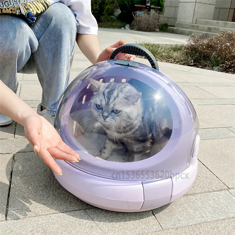 Bolsa portátil multifuncional para gatos, cápsula espacial para mascotas,jaula desmontable para perros y gatos,cuenco para arena