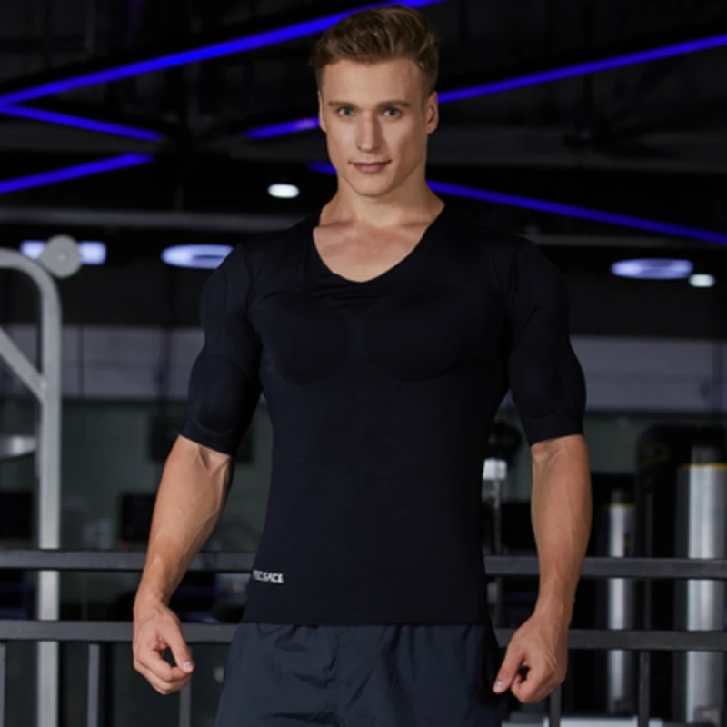 Realistische Gefälschte ABS Muscle Former Stealth 8 Pack PEC Unterwäsche Padded Hemd Männer Starke Brust Magen Körper Top