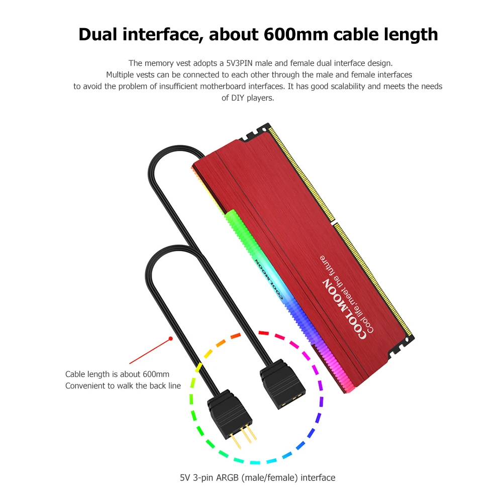 COOLMOON CR D134S 5V 3PIN ARGB теплоотвод ОЗУ теплоотвода кулер для настольных ПК компьютер